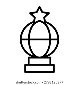 Simple globe icon with a star on top representing global achievement or international award international achievement