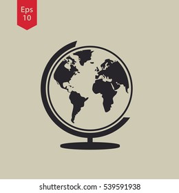 Simple Globe Icons. Earth Flat Sign. Symbol Of World Map. Vector Illustration