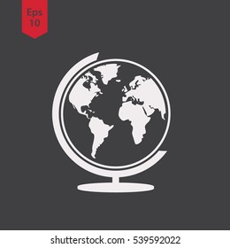 Simple Globe Icons. Earth Flat Sign. Symbol Of World Map. Vector Illustration