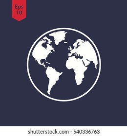 Simple Globe Icons. Earth Flat Sign. Symbol Of World Map. Vector Illustration