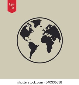 Simple Globe Icons. Earth Flat Sign. Symbol Of World Map. Vector Illustration