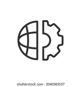 Simple globe line icon. Premium symbol in stroke style. Design of globe icon. Vector illustration.