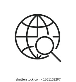Einfaches Symbol für die Globus-Linie. Piktogramm anheben. Vektorillustration einzeln auf weißem Hintergrund. Qualitätszeichen von Premium. Vektorillustration-Zeichen für mobile App und Webseiten.