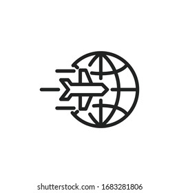 Icono simple de línea de globo. Pictograma de trazo. Ilustración vectorial aislada en un fondo blanco. Símbolo de calidad superior. Signo de vector para aplicaciones móviles y sitios web.