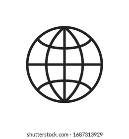 Simple Globe Line Icon. Stroke Pictogram. Vector Illustration Isolated On A White Background. Premium Quality Symbol. Vector Sign For Mobile App And Web Sites.