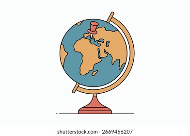 Un globo simple con un pin que marca una ubicación, perfecto para diseños con temas de viajes.