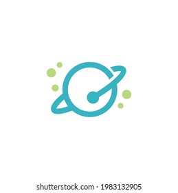 Simple Globe Planet Ring symbol for Galaxy Space Orbit logo design