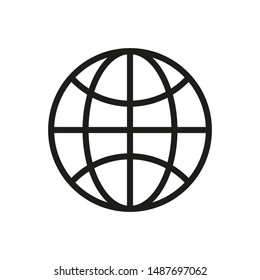 Simple globe planet vector icon, map gps worldwide, all around the world