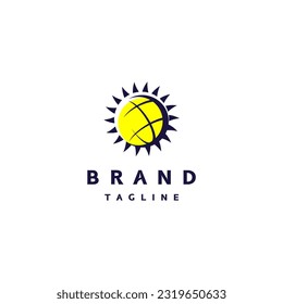 Simple Globe Sun Logo Design. Minimalist Sun Symbol Logo Design.