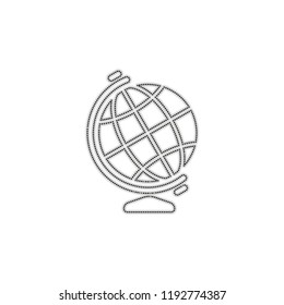 Simple globe symbol. Dotted outline silhouette with shadow on white background