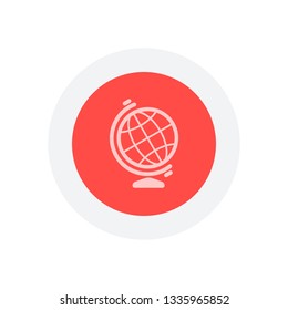 Simple globe symbol. Linear icon. Icon in colored circle with gray bold border. Web button, modern flat design