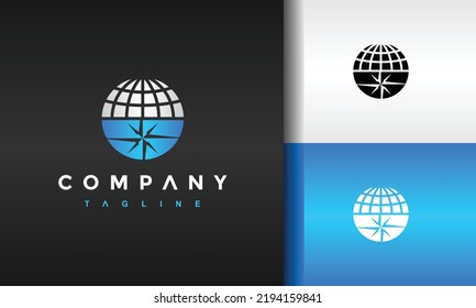 simple globe world compass logo