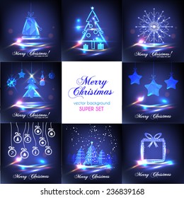 Simple glossy Christmas background. Super set