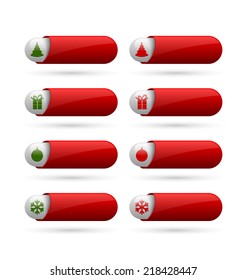 Simple glossy Christmas buttons isolated on background