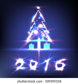 Simple glossy Christmas tree light isolated on background. 2016 light
