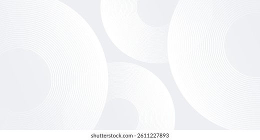 Simple glowing geometric lines on gray background. Modern shiny blue circle background abstract