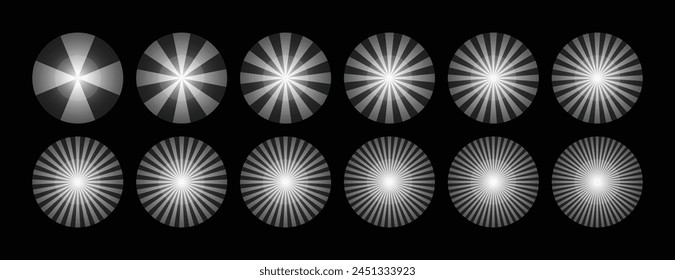 Simple Glowing Radial Light Ray Texture Effects Vector Collection Set
