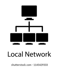 A simple glyph icon image of local network 