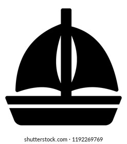 A simple glyph icon of ship on white background