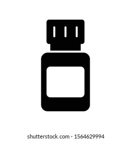 Simple Glyph Medicine Vector Icon Design Template. Medicine Bottle for Drug, Capsule. Vector Illustration.