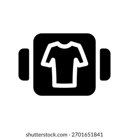 Glifo simples que representa o vestuário dentro de um símbolo de recipiente