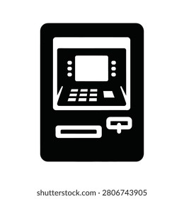 A simple glyph representing an automated teller machine for cash witrawal and deposit. Useful for finance and banking concepts.