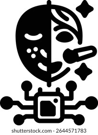Simple glyph representing style generation in AI tools. Used to apply artistic or thematic transformations on content.