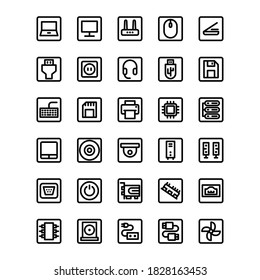 Simple glyph set icon related to Computer And Hardware on a white background