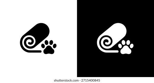 Simple Glyph Style Pet Mat with Paw Print Illustration Icon