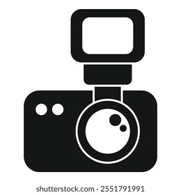 Simple glyph vector of a car camcorder camera recording