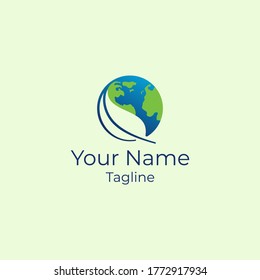 Simple Go Green World and Leaf logo Design