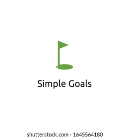simple goals dengan ilustrasi lubang bendera golf logo design vecto
