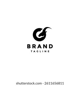 Simple Goat Initial G Letter Logo Design. Goat Head Silhouette In Letter G Logo Design.