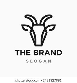 simple goat line icon logo vector design, modern lamb logo pictogram design. Goat line icon logo vector design, pictogram design of ram.