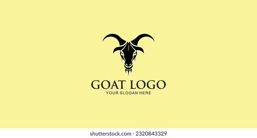 Simple goat logo design with modern concept premium vector