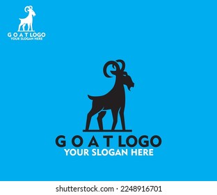 SIMPLE GOAT LOGO silhouette of smart coat standing vector illustration 