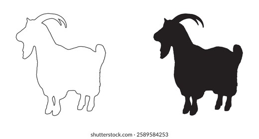 Simple Goat Silhouette - Clean Goat Vector Design
