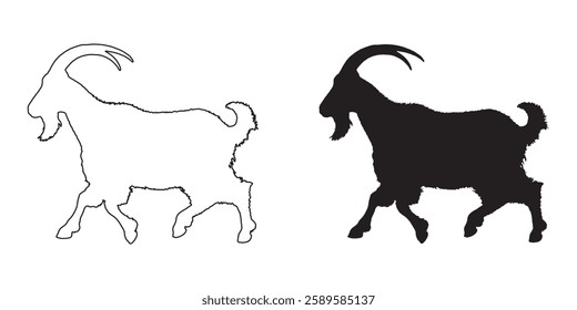 Simple Goat Vector - Minimalist Goat Silhouette for Designers
