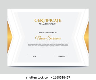 Simple Gold ans White Geometric Shapes with Shadow Certificate Design