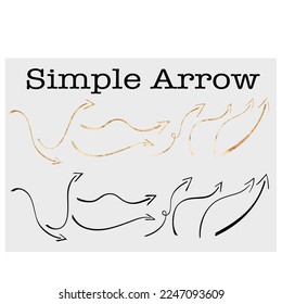 Simple and gold arrow  presentation, pointer or decoration. A simple vector design.