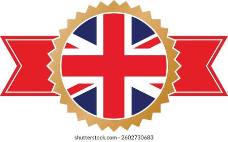 simple gold award ribbon banner with flag of UK