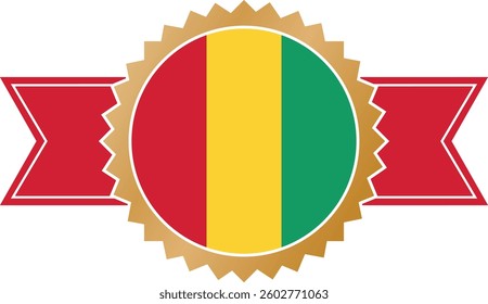 simple gold award ribbon banner with flag of Guinea