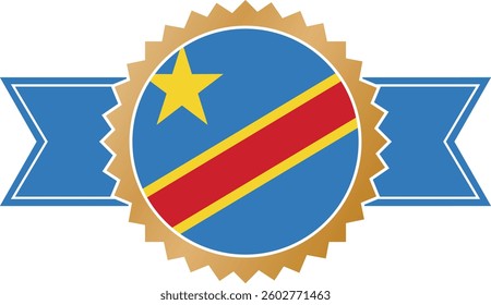 simple gold award ribbon banner with flag of Democratic Republic of the Congo