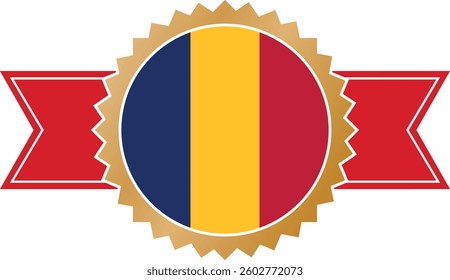 simple gold award ribbon banner with flag of Chad
