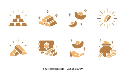 simples ouro barra ícone vetor conjunto negócio banco poupança luxo moeda investimento ouro, lingote, sycee sinais vetor ilustração