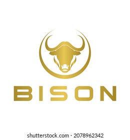 Simple Gold Bison Head Logo