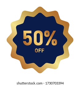 Einfache Gold Blue-Abzeichen Rounded Star-Discount-Vorlage für kommerzielle Zwecke