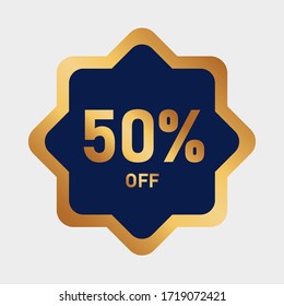 Simple Gold Blue Lable Discount Template For Commercial Purpose