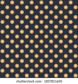 Simple gold christmas ornament pattern on a dark blue background