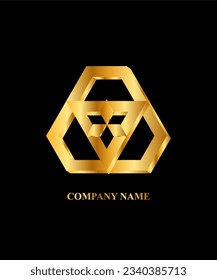 Simple Gold Company Logo 3D